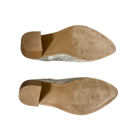 Size 10 Silver Block Heel Zip Pointed Toe Casual Ankle Boots Universal Thread - Picture 7 of 11